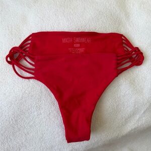 MIKOH Red Strappy Bikini Bottom